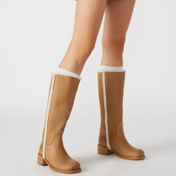 STEVE MADDEN  RIGGS FAUX FUR BANANA LEATHER - Picture 1 of 4